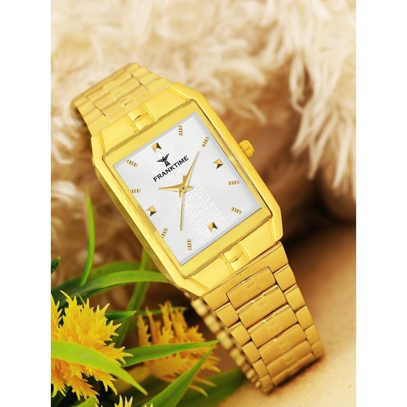 Franktime Men Brass Dial & Stainless Steel Bracelet Style Straps Analogue Watch FT-0053 SL