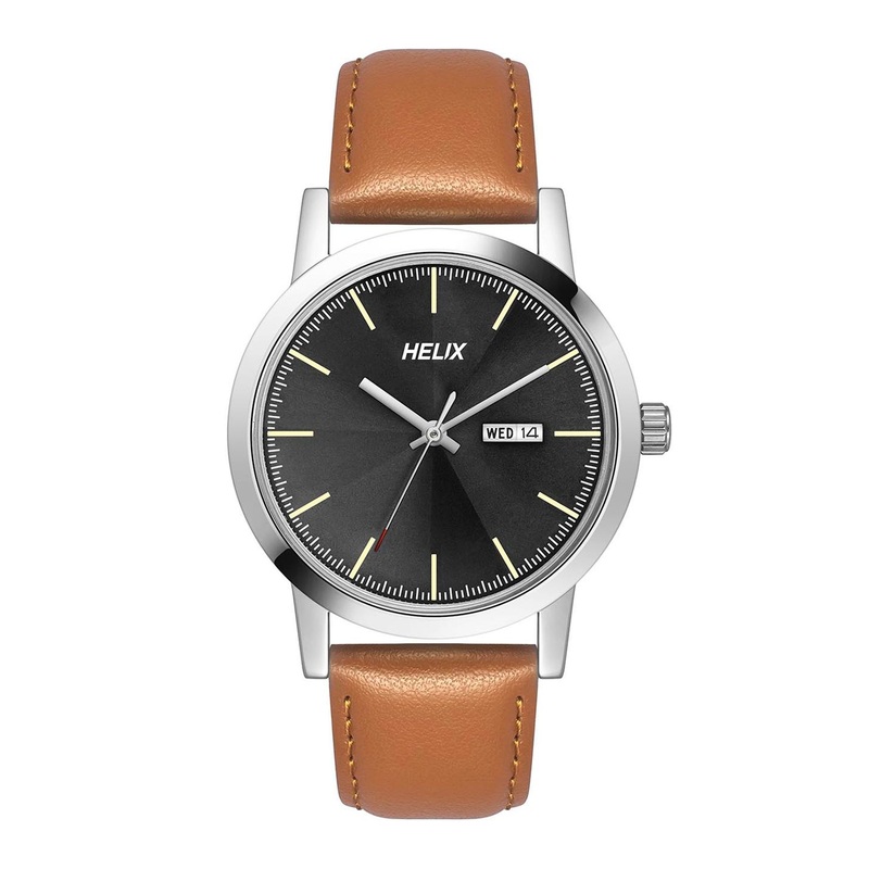 Helix By Timex Black Round Dial Analog Leather Men Watch – TW047HG00