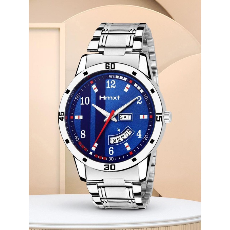 HMXT Men Textured Dial & Stainless Steel Bracelet Style Straps Analogue Watch HMXT-13