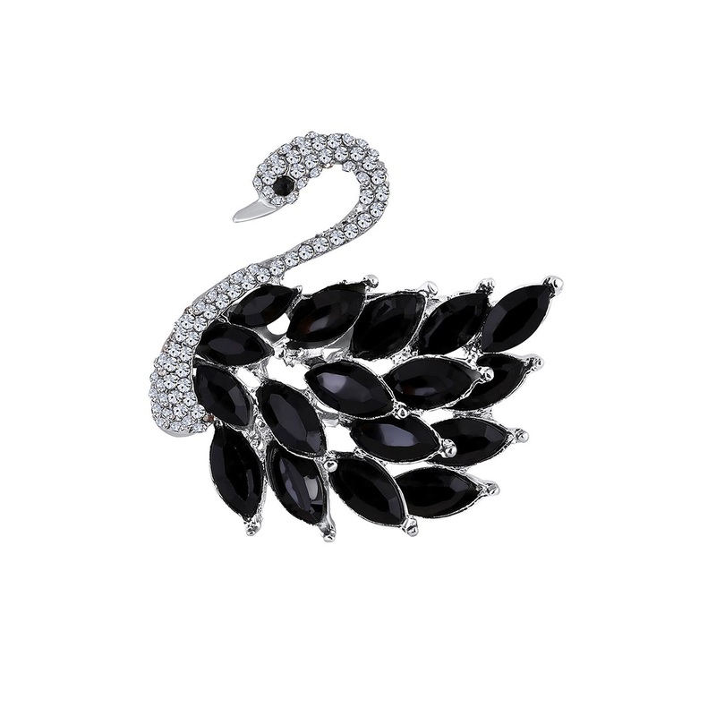 Mahi Men Stone Studded Swan-Shaped Brooch