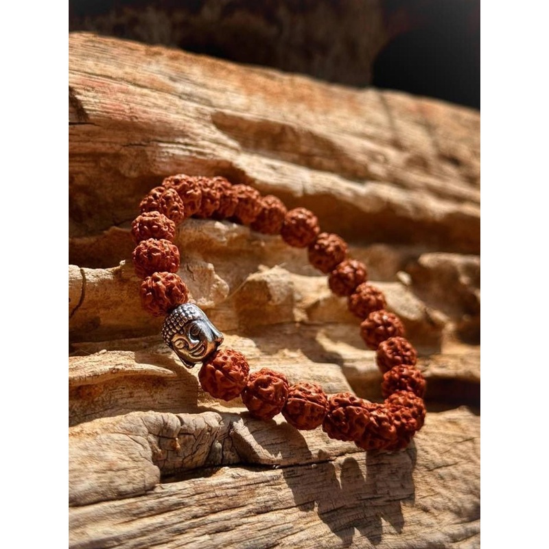 ShivTantra Unisex Wood Rudraksha Beaded Buddha Wraparound Bracelet