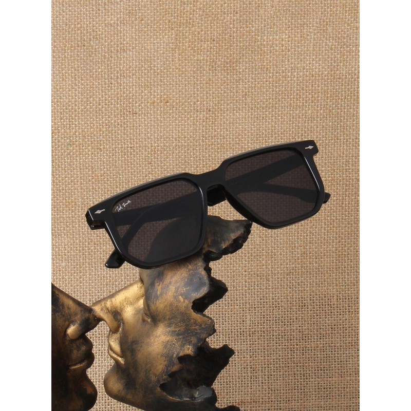 Ted Smith Unisex Square Black Sunglasses With UV Protected Lenses