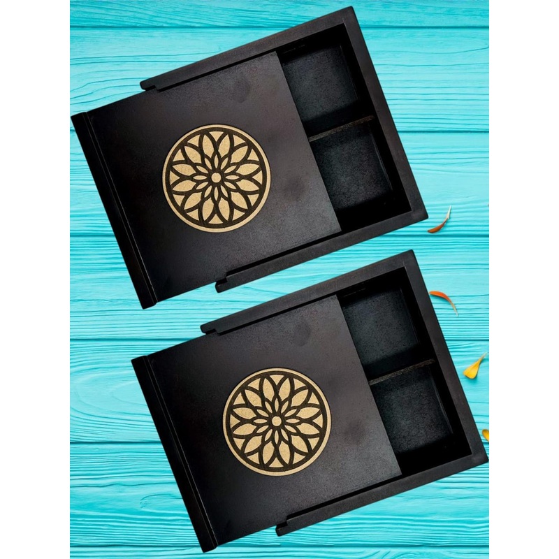 Angira Handicrafts Set of 2 Handcrafted Wooden Dry Fruit Box