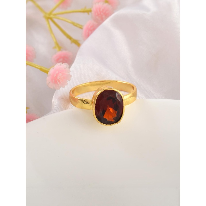Brass Gold plated Reiki Fengshui Vastu Numerology Hessonite Gomed finger ring