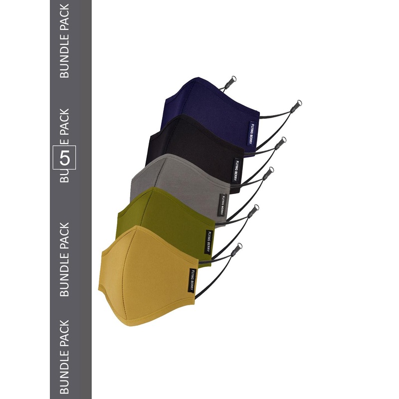 FLYING BERRY Pack Of 5 Cotton Reusable 3-Ply 3D Outdoor Face Masks