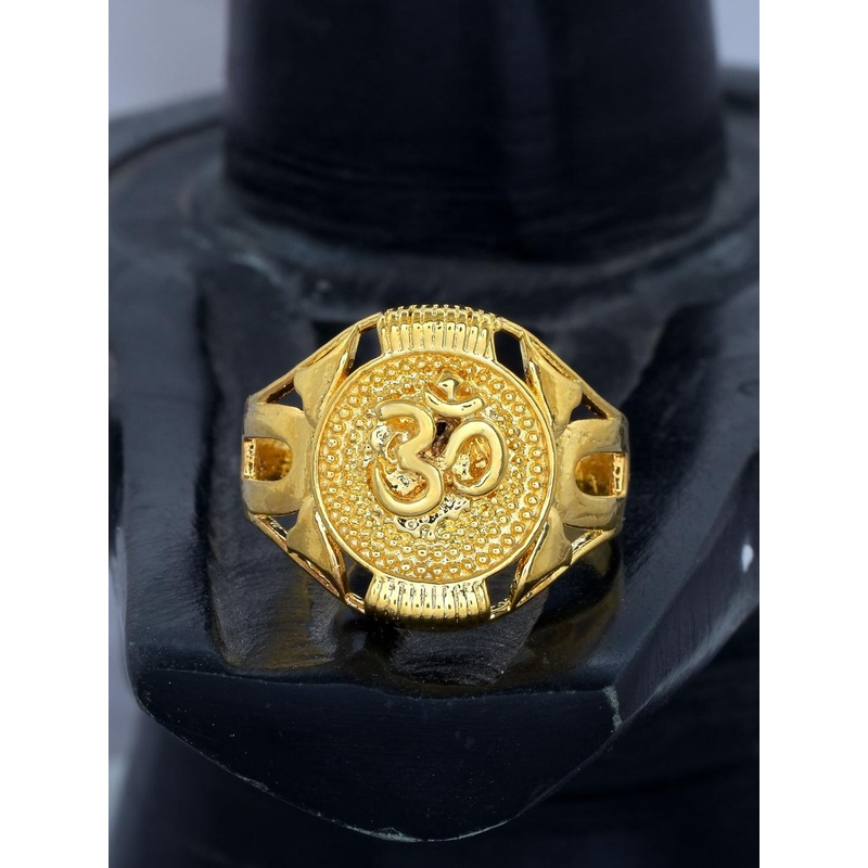 Gold plated Hindu OM good luck finger ring Men and Women