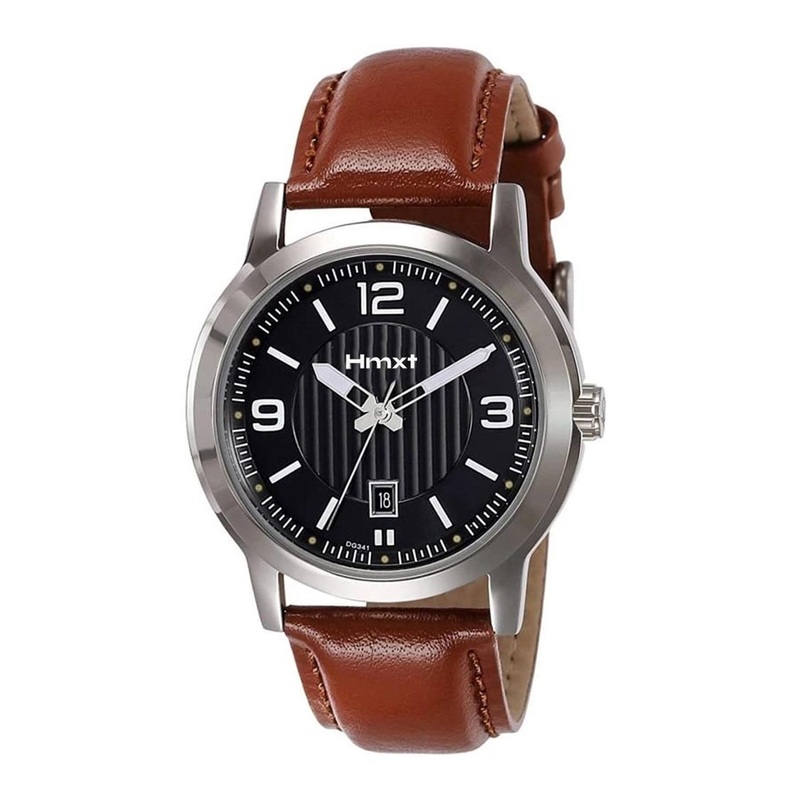 HMXT Men Textured Dial & Leather Straps Reset Time Analogue Watch HMXT-93