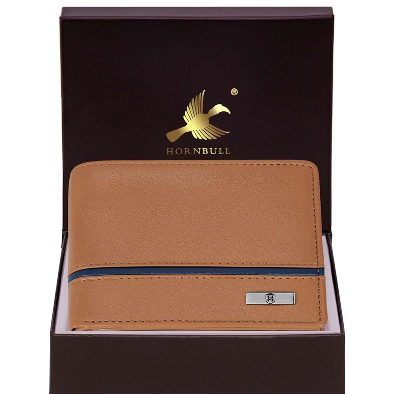 Hornbull Men Denial Cognac Brown RFID Protected Genuine Leather Two Fold Wallet