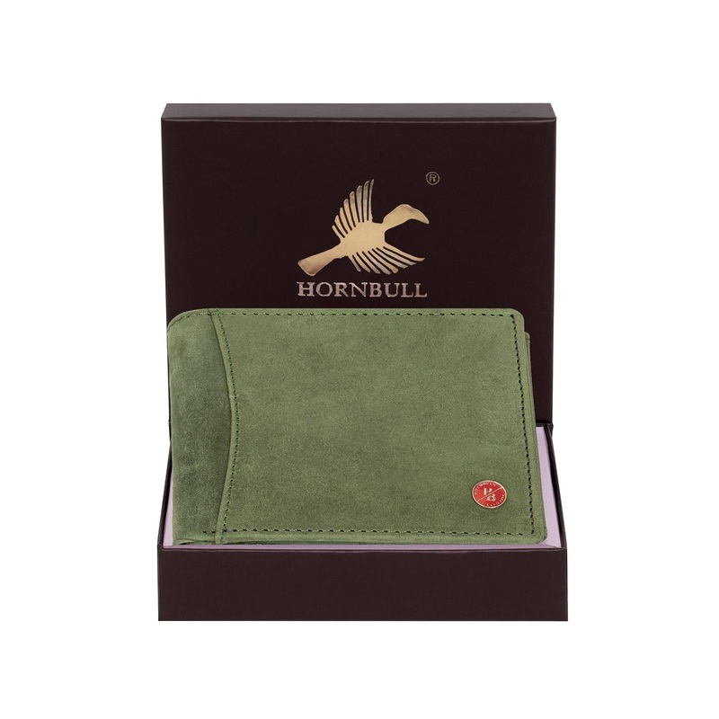 Hornbull Themes Green RFID Protected Genuine Leather Two Fold Wallet