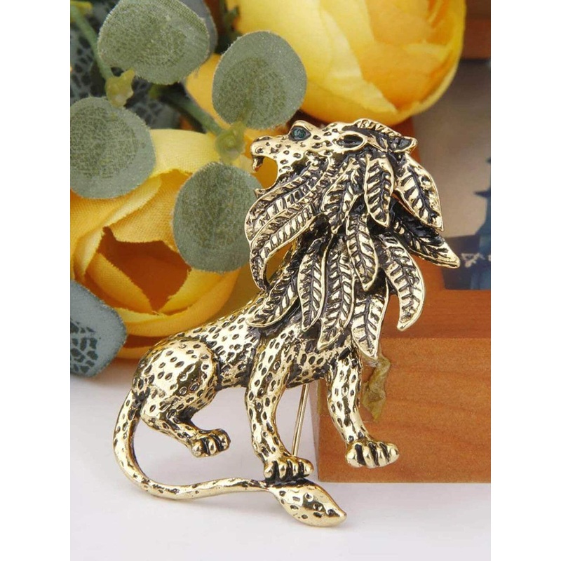 Mahi Men Antique Lion Brooch Pin