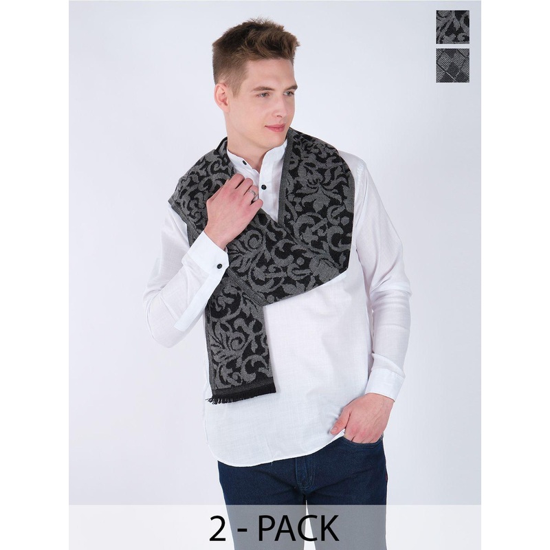 Mast & Harbour Unisex Pack Of 2 Self Design Scarf