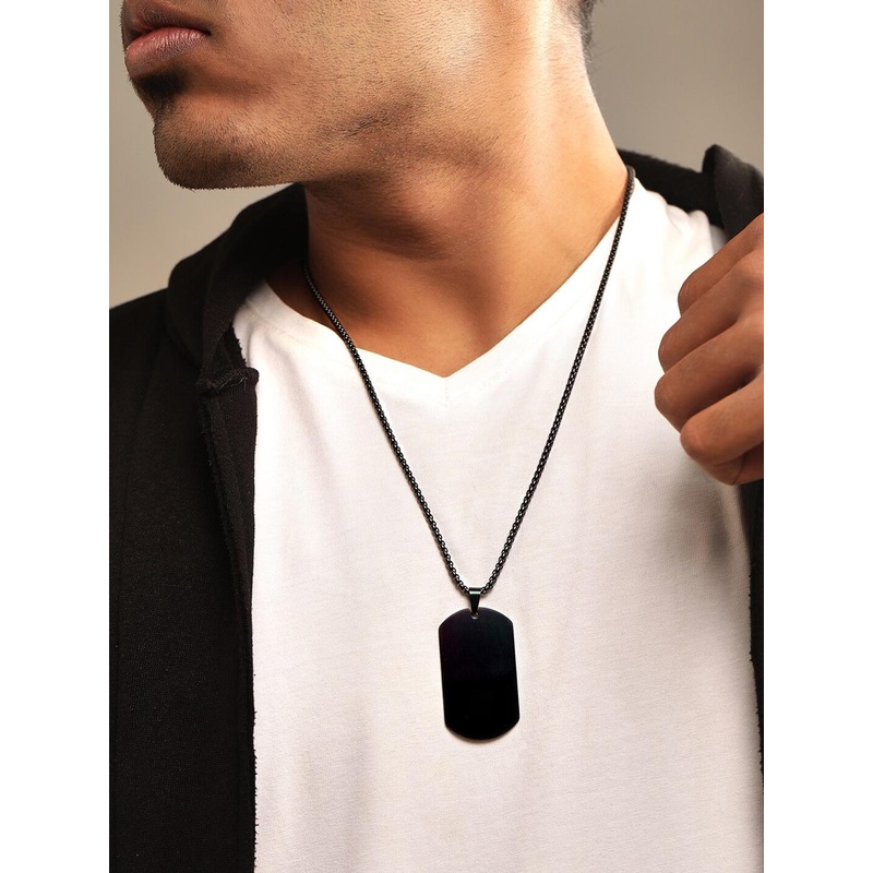 Roadster Men Name Tag Shaped Pendant With Chain