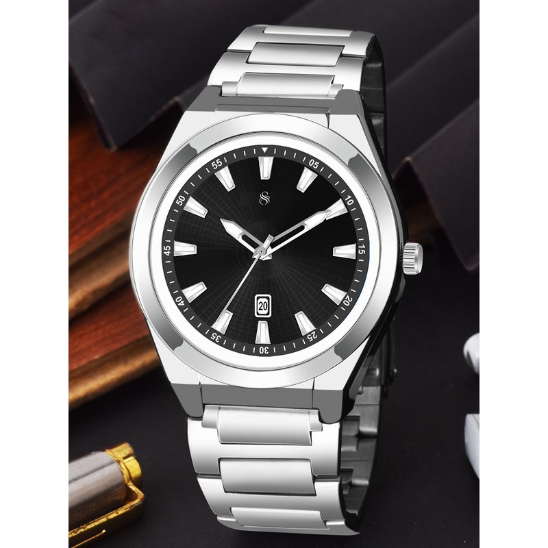 Shocknshop Men Patterned Dial & Stainless Steel Straps Analogue Multi Function Watch