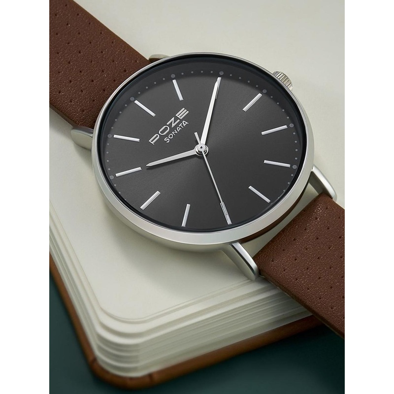 Sonata Poze Men Leather Straps Analogue Watch SP70025SL01