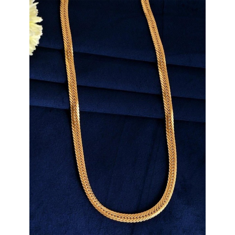 VOJ Men Gold-Plated Stainless Steel Thick Flat Snake Chain
