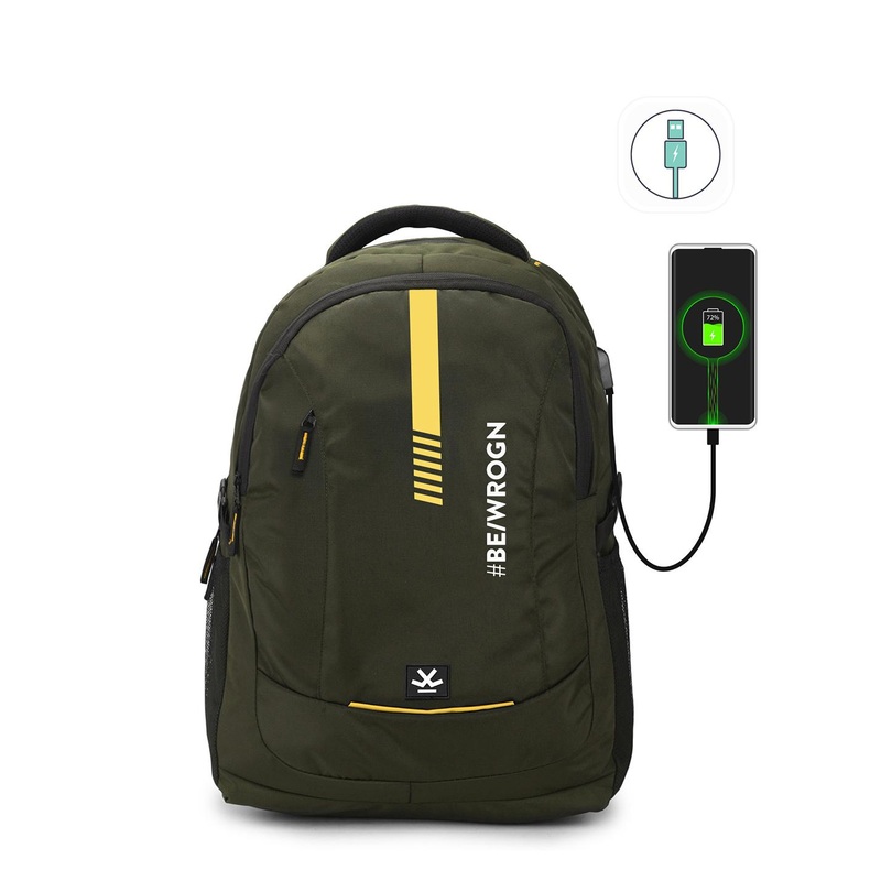 WROGN ECHO 2.0 Ergonomic Water Resistant Backpack with USB Charging Port & Rain Cover 35 L