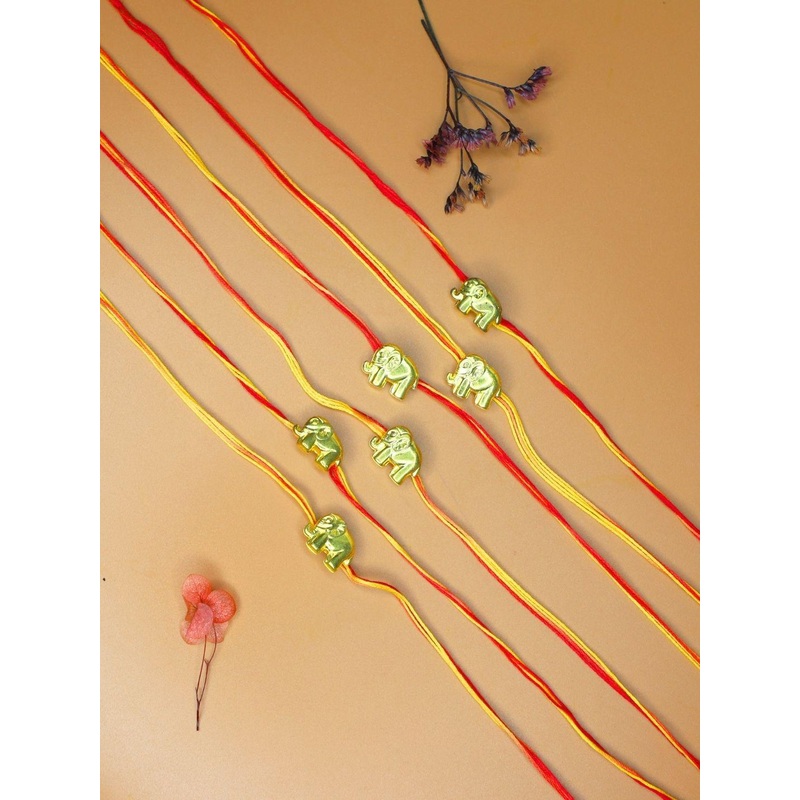 Anouk Set Of 6 Quirky Rakhi With Cute Card, Roli & Chawal