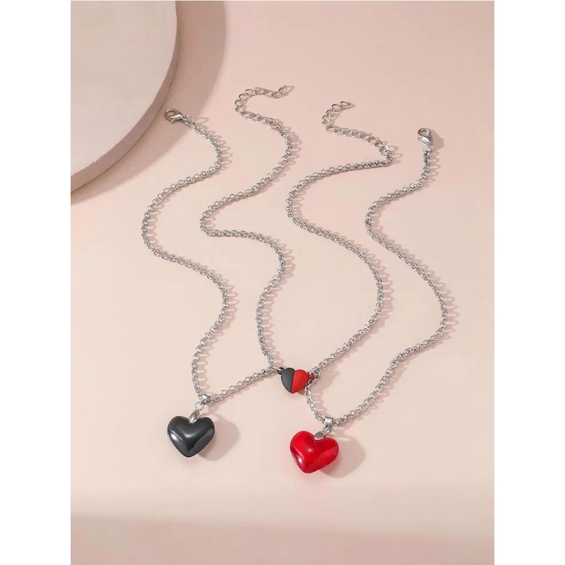 APUNKA D FASHION Set Of 2 Crystal-Studded Couple Pendant With Chain