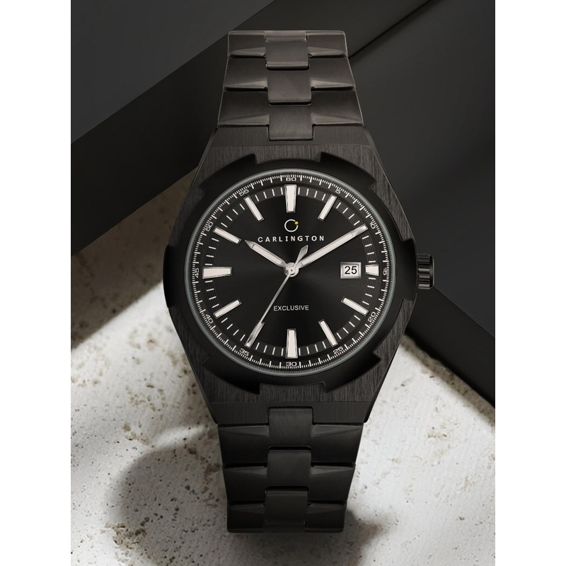 CARLINGTON Men Bracelet Style Straps Analogue Watch Exclusive 8877 Black
