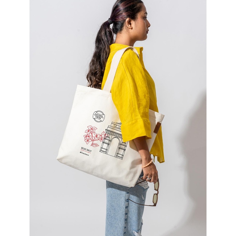 DailyObjects Delhi City Printed Shopper Cotton Tote Bag