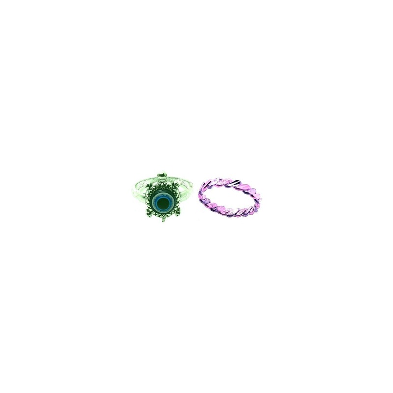 Dynamic Retail Global Set of 2 Rings for Men & Women, Green-Purple Alloy Ring ()