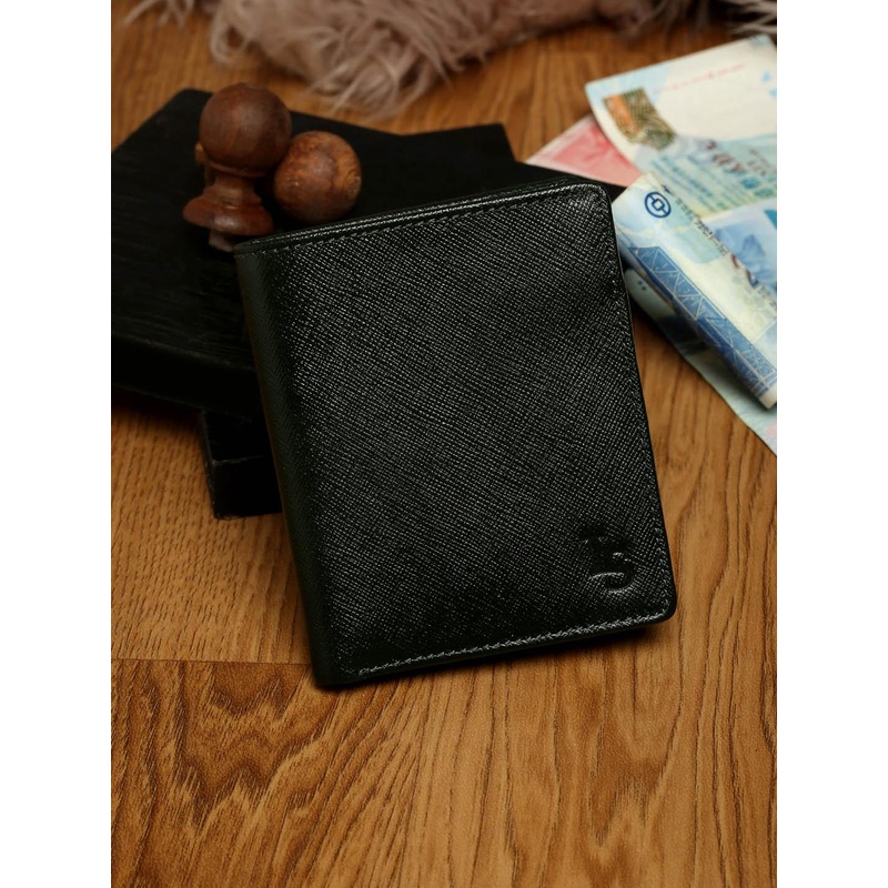 LOUIS STITCH Men Green Bifold Saffiano Leather RFID Protected Wallet Purse