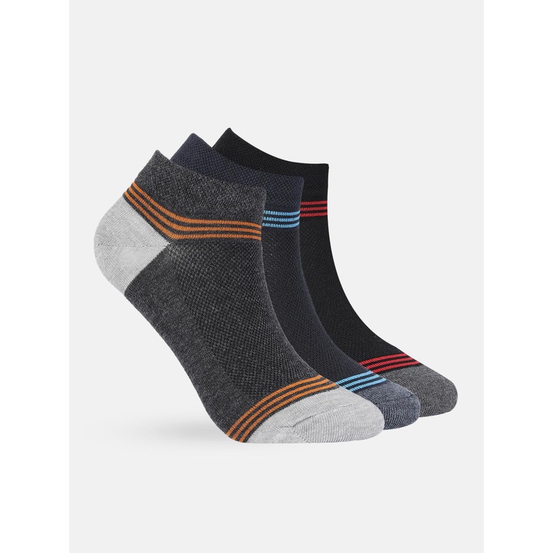 Mast & Harbour Men Set Of 3 Striped Ankle Length Socks