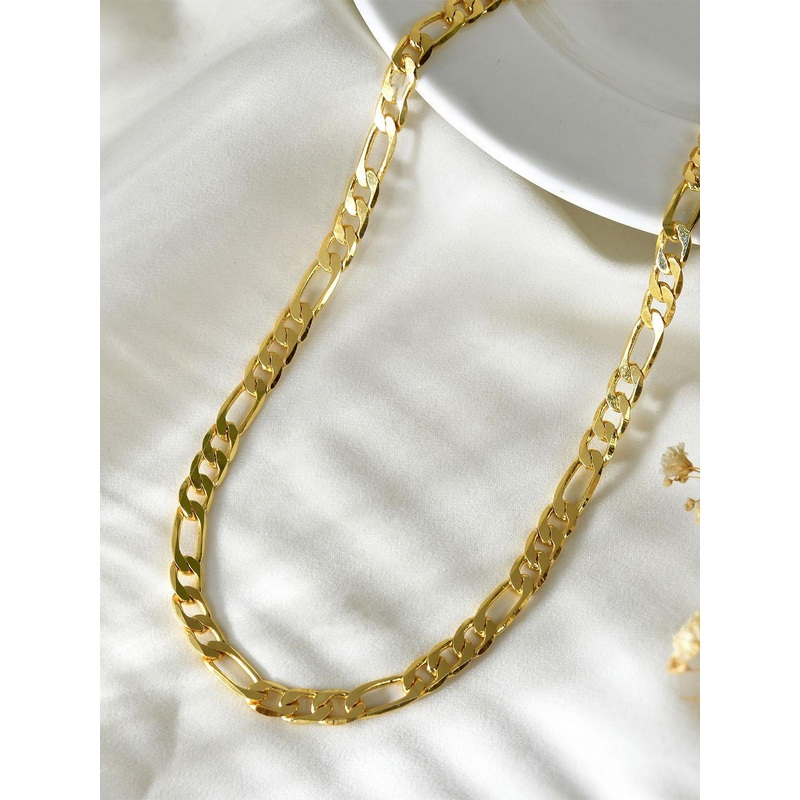 PYR FASHION Men 18K Gold Plated Minimal Figaro Link Chain