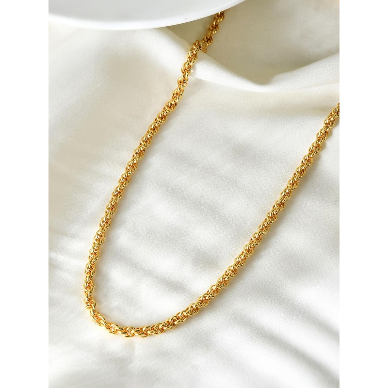 PYR FASHION Men Gold-Plated Twisted Minimal Link Chain