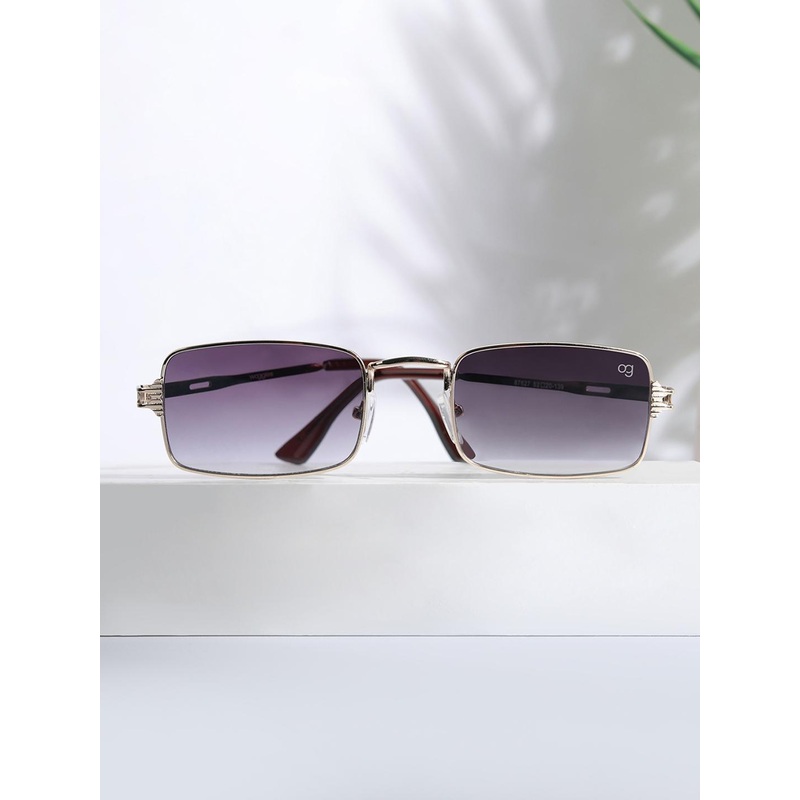 Woggles Unisex Black Rectangle Sunglasses with