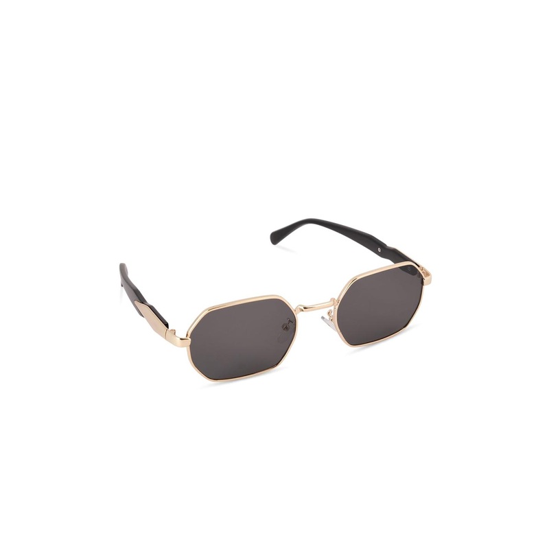 DukieKooky Unisex Black Lens & Gold-Toned Rectangle Sunglasses FZSG005A