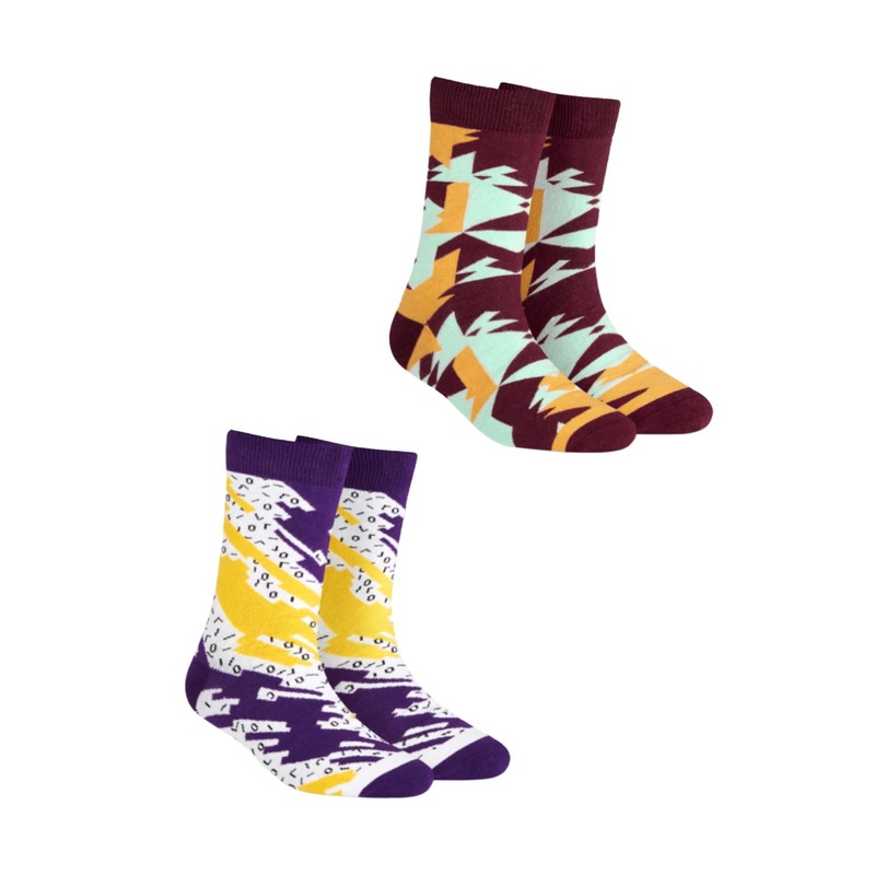 Dynamocks Unisex Pack of 2 Patterned Calf-Length Socks