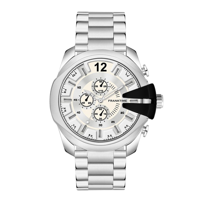 Franktime Men Brass Dial & Stainless Steel Bracelet Style Straps Analogue Watch FT-0008 SL