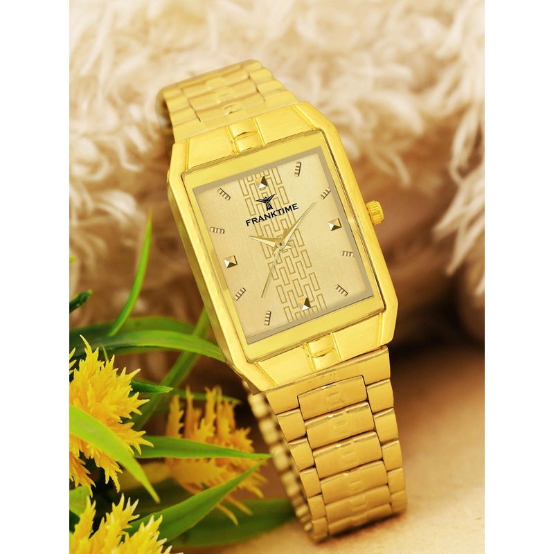 Franktime Men Dial & Stainless Steel Bracelet Style Straps Analogue Watch FT-0053 GLD