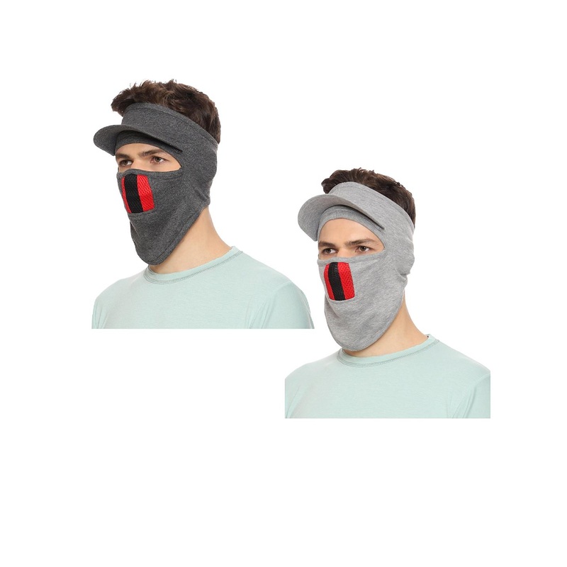 Gajraj Unisex Pack Of 2 Cotton Full Face Mask With Air Filter Mesh & Visor