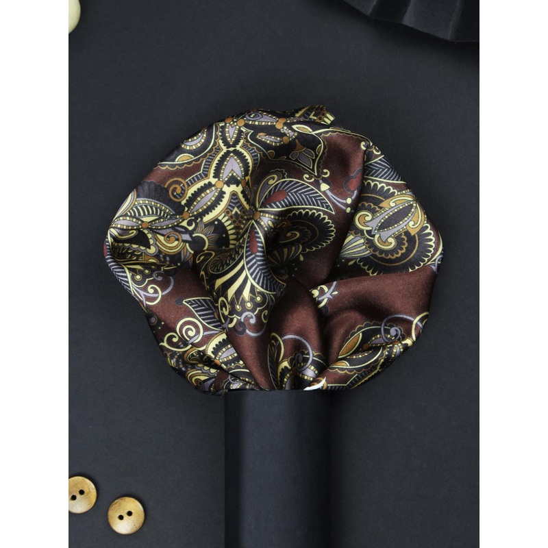House of Pataudi Paisley Flourish Printed Silk Pocket Square