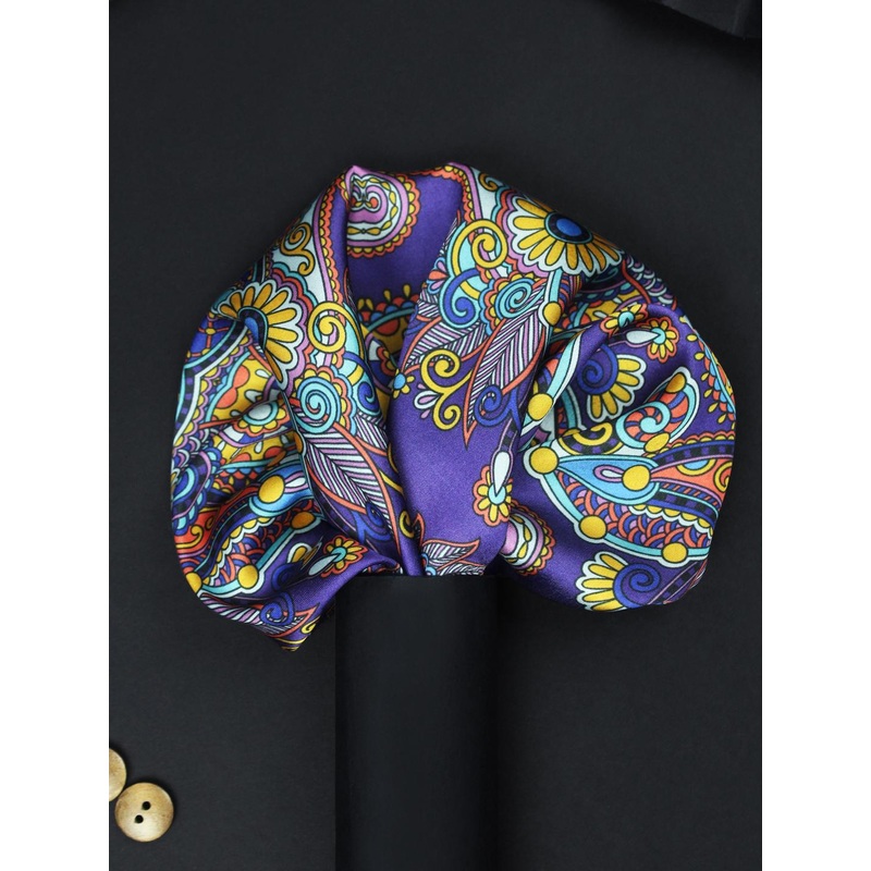 House of Pataudi Royal Bloom Printed Silk Pocket Square