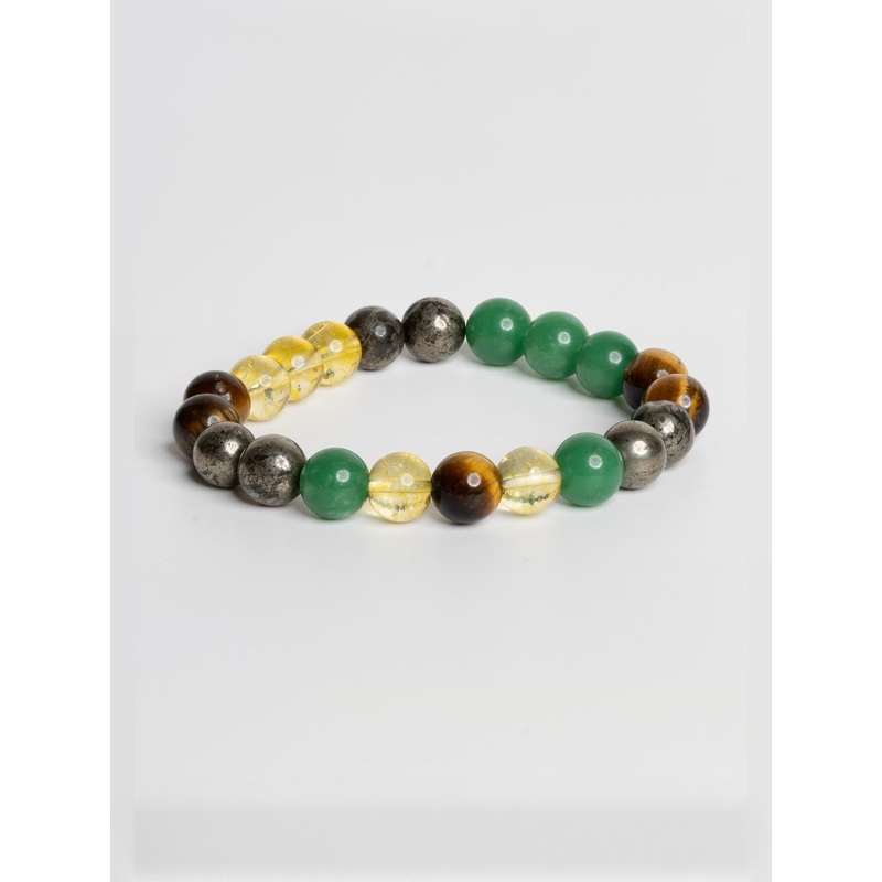 Look and Adorn Pyrite Citrine Tiger Eye & Green Aventurine Money Magnet Bracelet
