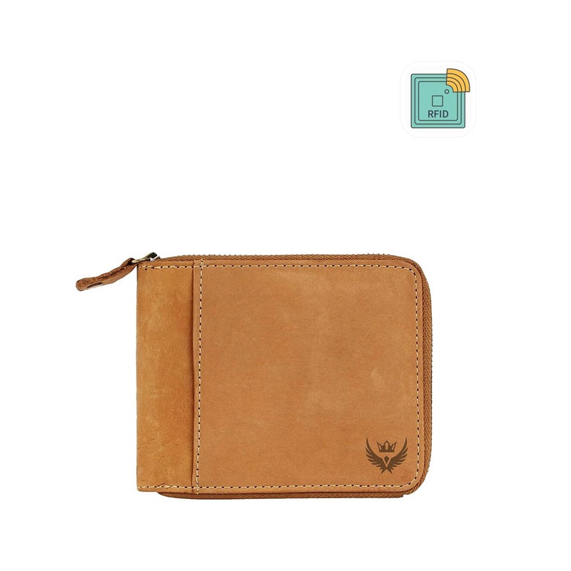 LORENZ Men Leather RFID Zip Around Wallet