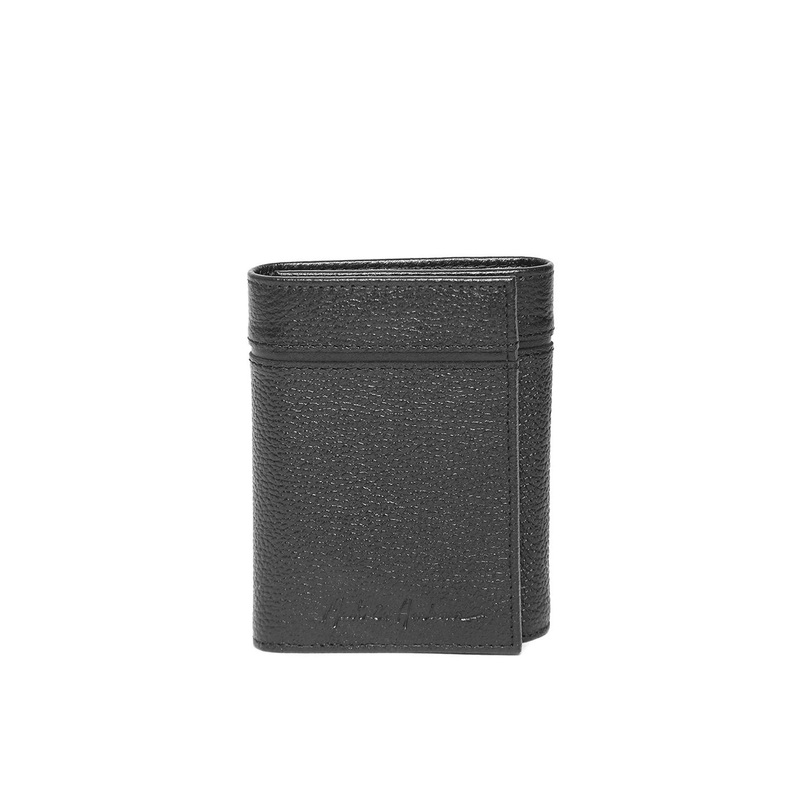 Mast & Harbour Men Black Solid Leather Three Fold Wallet