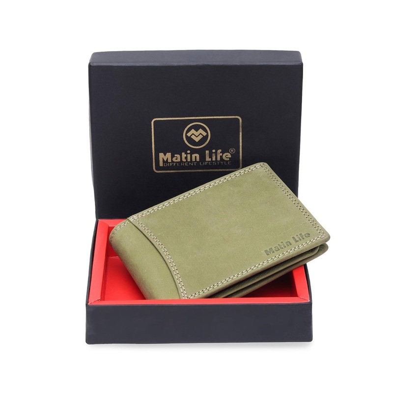 MATIN LIFE Men Zip Detail Leather Two Fold Wallet
