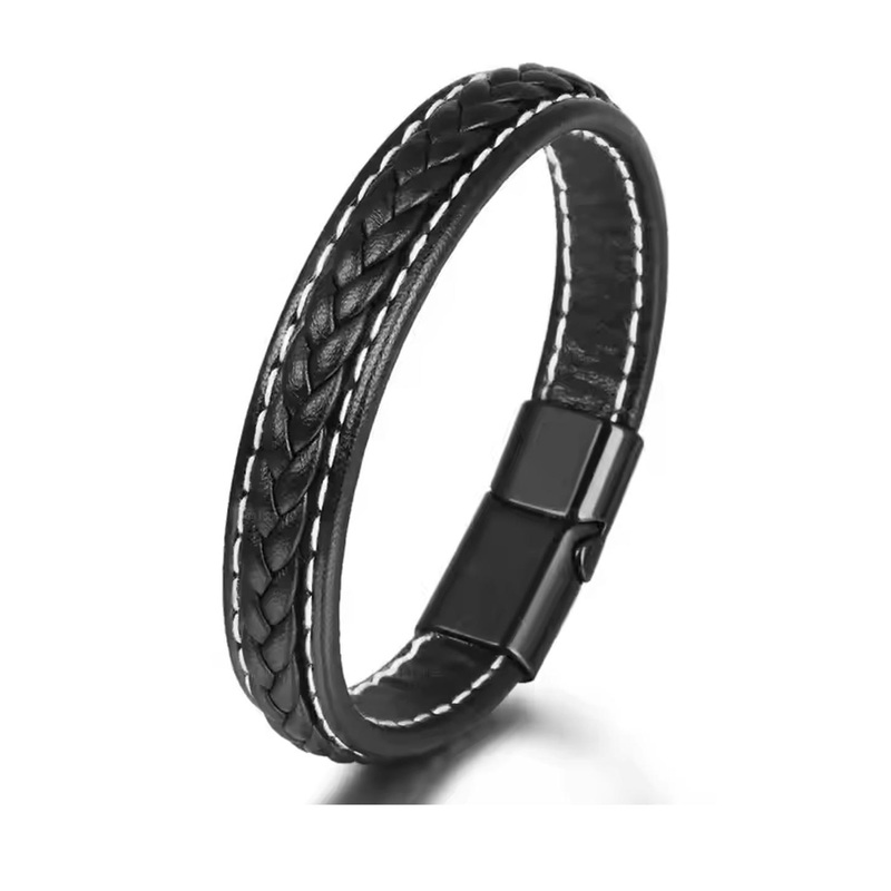 PIXFLIK Men Leather Wraparound Bracelet