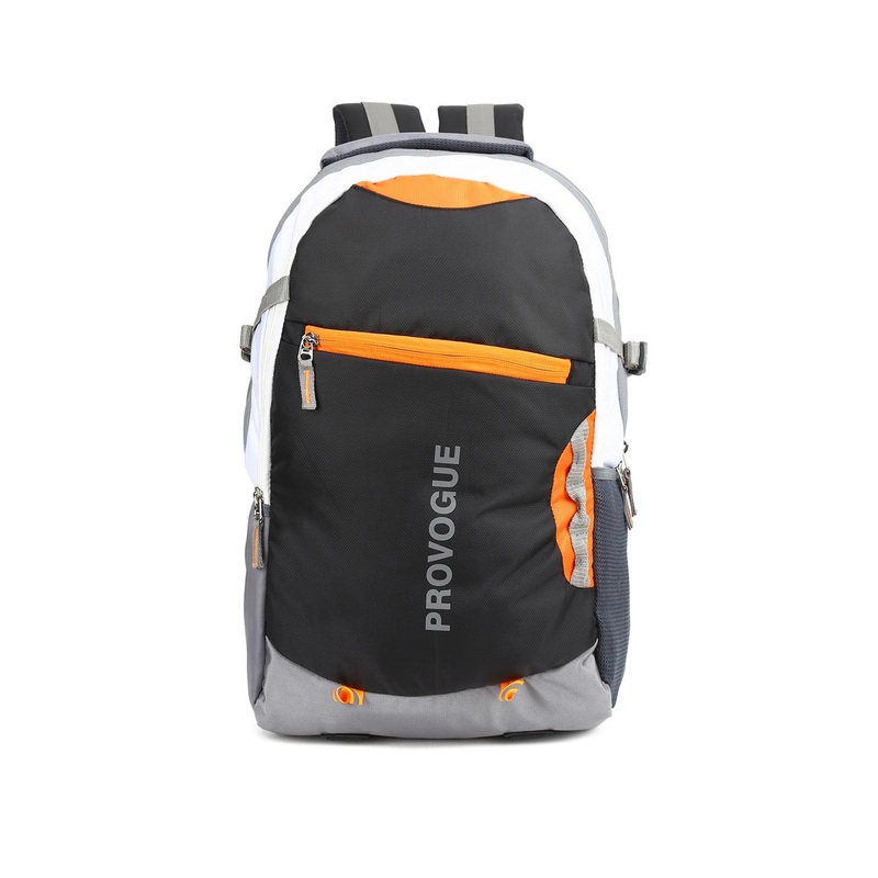 Provogue Unisex Black, White & Grey Colourblocked Laptop Backpack with Reflective Strip 35 L