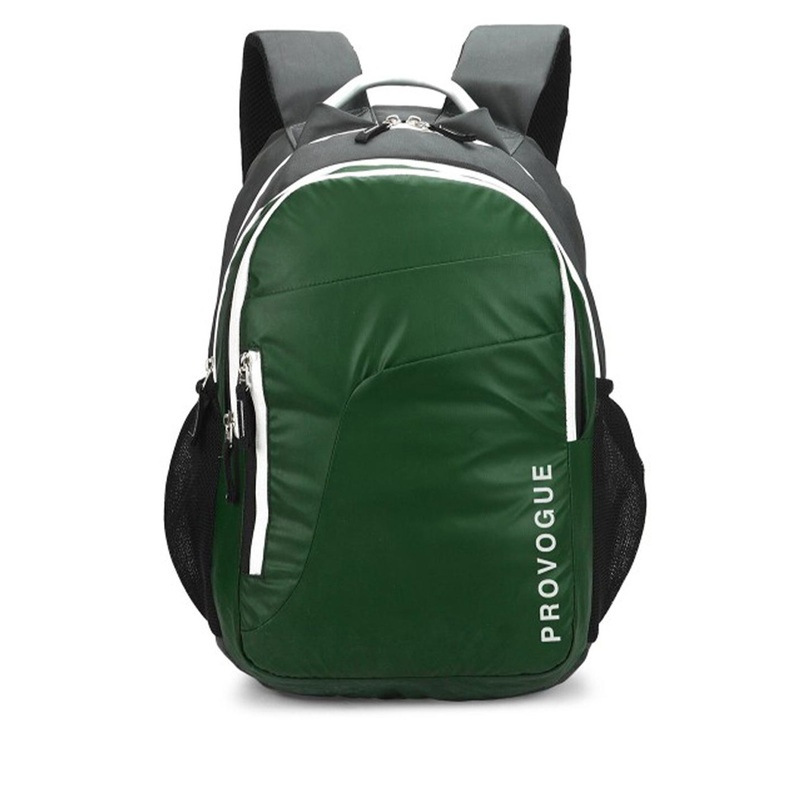 Provogue Unisex Olive Green & Black Brand Logo Backpack with Reflective Strip 35 L