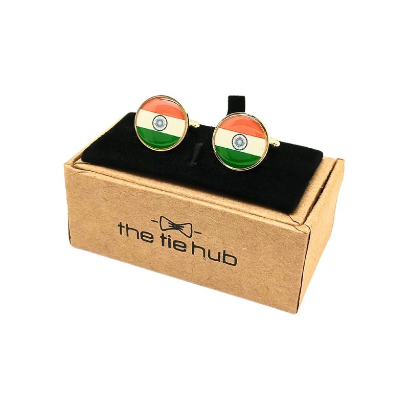 The Tie Hub India Flag Round Shape Cufflink