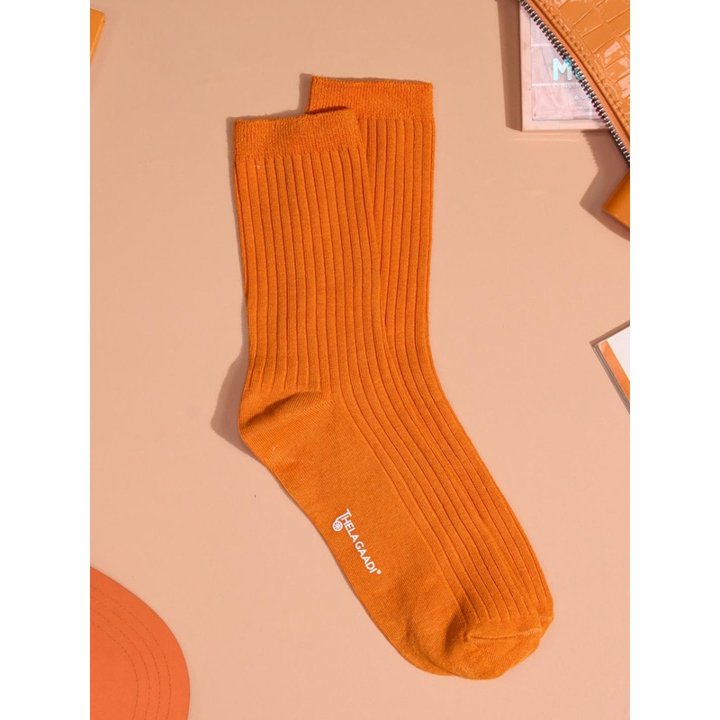 Thela Gaadi Unisex Calf length Ribbed Socks