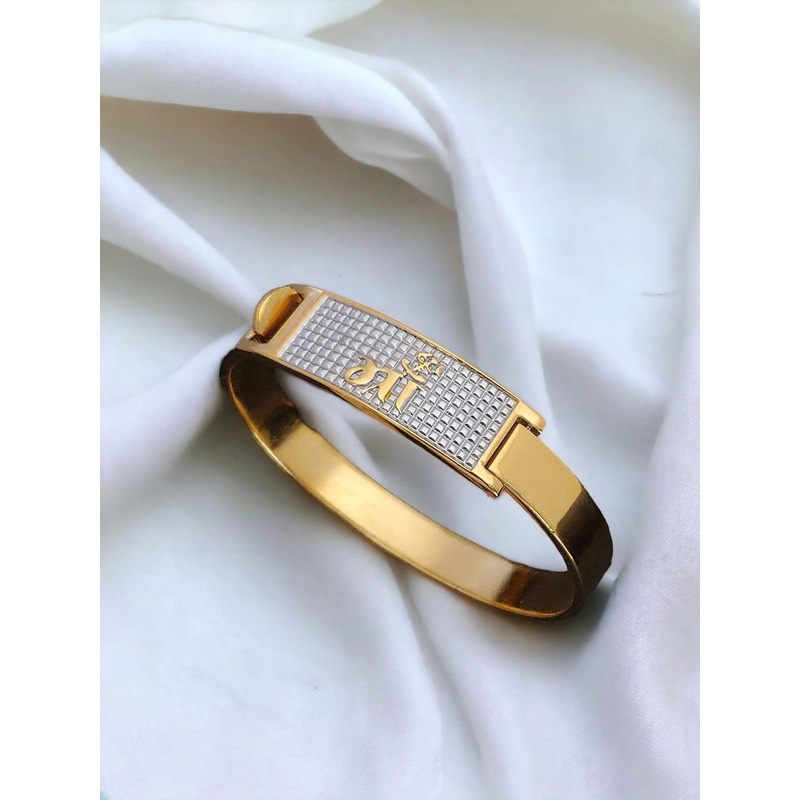 WATCHSTAR Unisex Gold-Plated Stainless Steel Enamelled Kada Bracelet