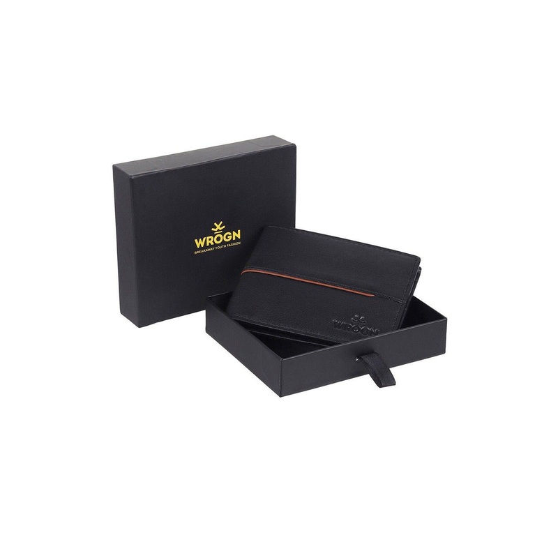 WROGN Men Brand Logo Textured RFID Leather Two Fold Wallet