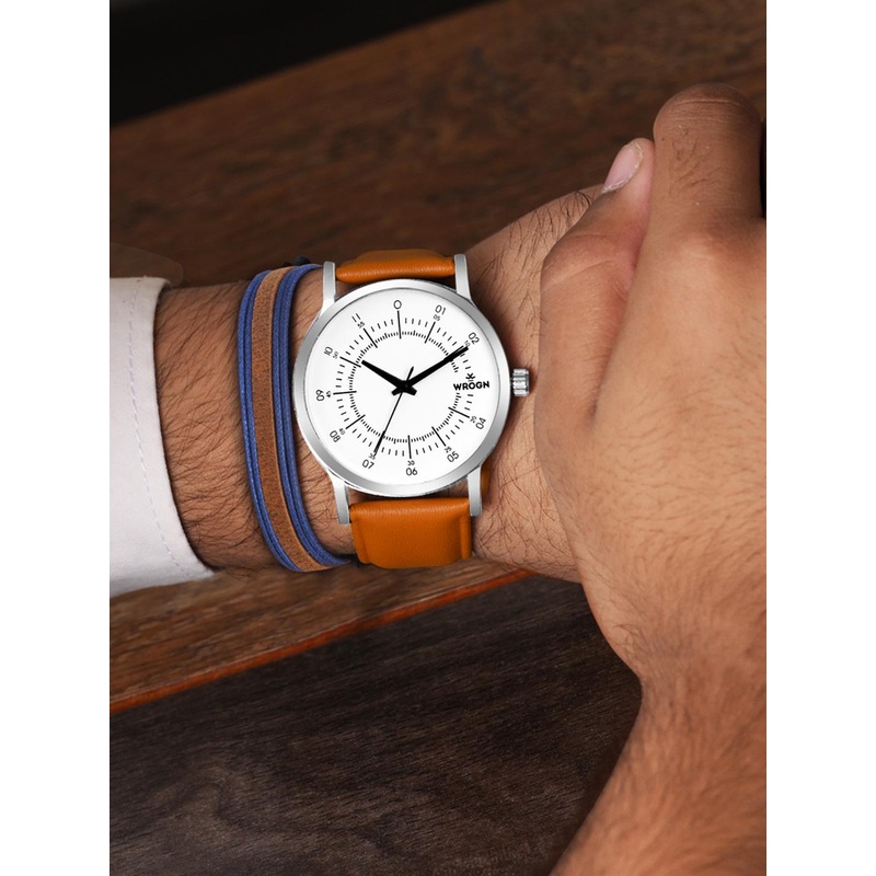 WROGN Men Dial & Leather Textured Straps Analogue Watch WRNWJ24 Set-09