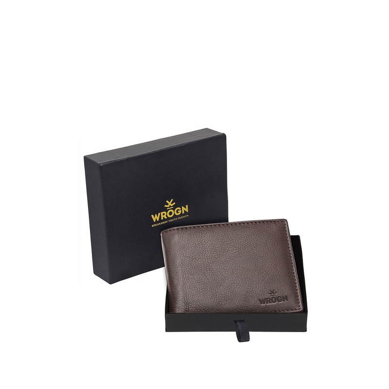 WROGN Men Textured RFID Leather Two Fold Wallet